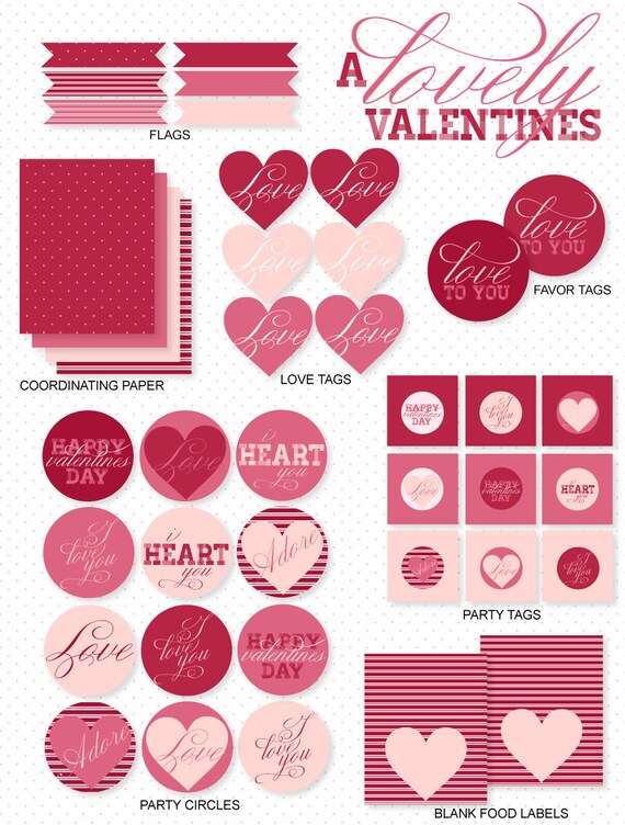 A Modern Lovely Valentine Party PRINTABLE by Love The Day