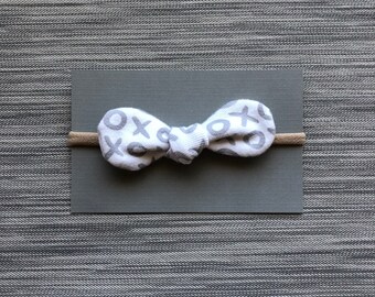 XOXO Knot Bow Headband | Baby Bow | Nylon Headbands | One Size Fits All | Upcycled Material