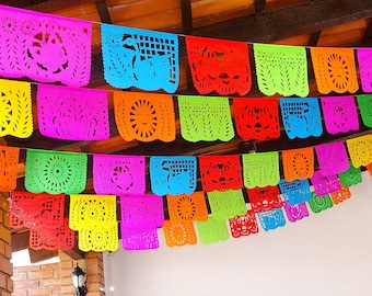Cinco de Mayo, 5 Pack Banners, Paper Mexican Banner 12 ft Long, Aztec home decor, Paper picado Garland, Fiesta Decoration Papel Picado WS100