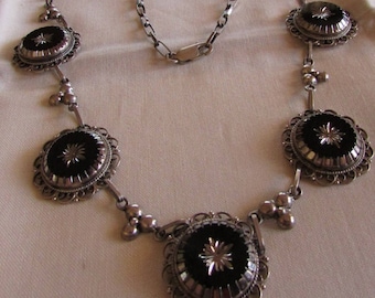 Sterling Silver and Black Necklace