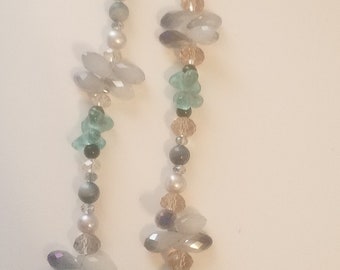 funky Crystal mixed media pendant necklace