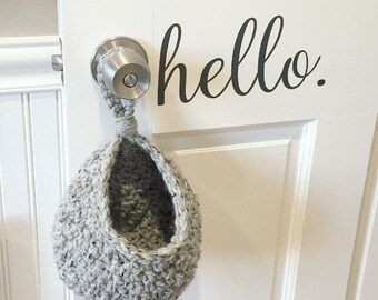 Mother's Day Gift / Small Hanging Basket / Door Knob Basket / Front Door Decor / Unique Gifts / Crochet Toy Storage Basket / Door Hanger