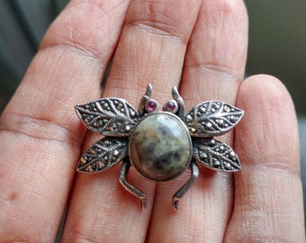 Vintage Sterling Silver Insect Bug Pin Brooch