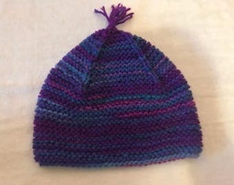 Hand Knit Garter Stitch Toddler Hat and Mittens
