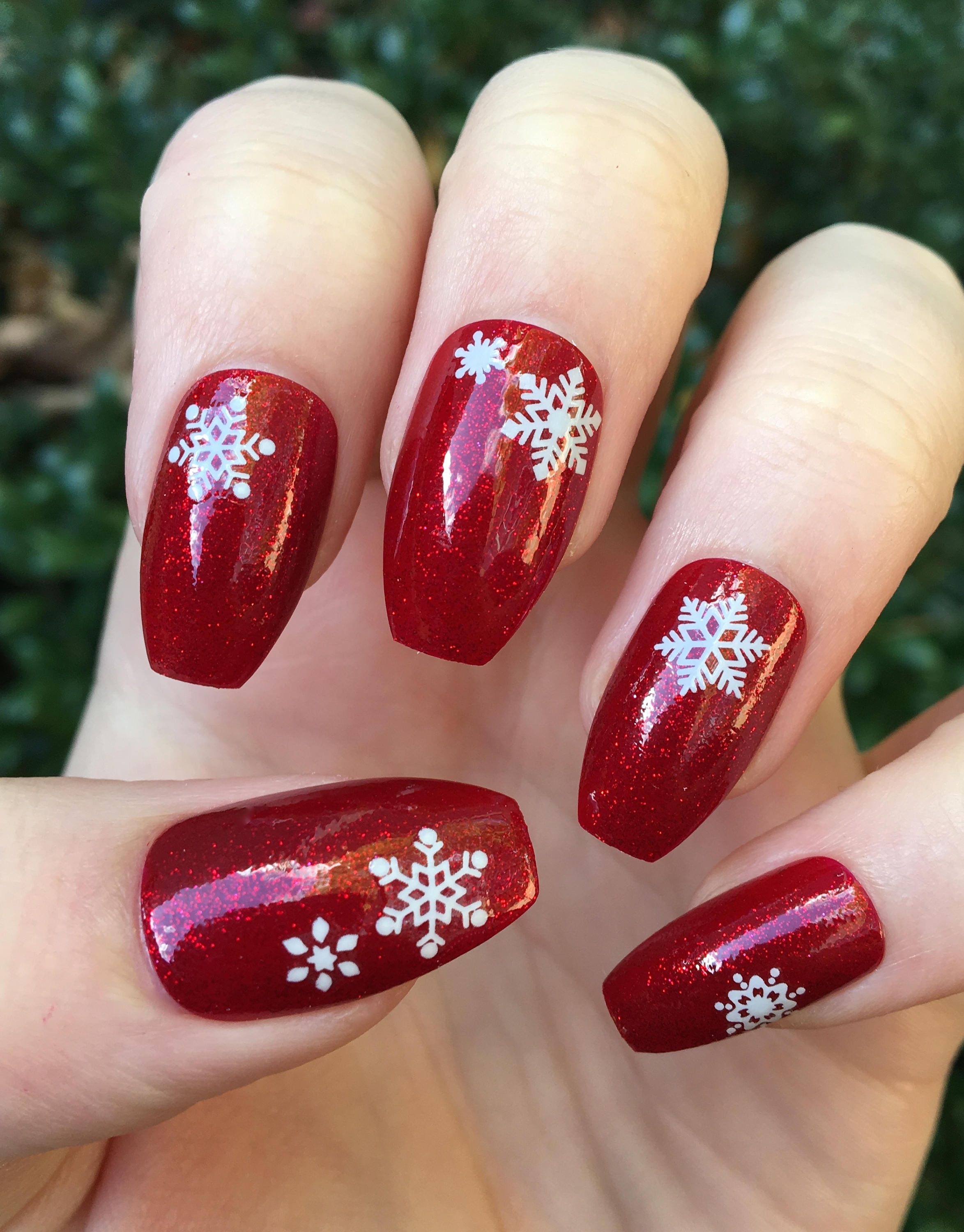 Fake nails red nails stiletto nails coffin nails christmas