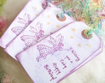 Gift Tags Little Fairy Gift Tags Set of 10 Flower Fairy Birthday Wishes Whimsical Party Bag Tags Bookmark Happy Birthday Thank You Tags