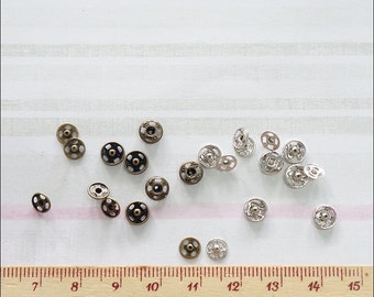 Super Tiny Snap Fastener 5 mm 24 sets Antique Brass / Nickel Color