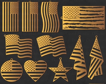 American Flag Earrings svg, Patriots Pendant svg, USA Flag Teardrop Earring SVG Files for Silhouette Cameo and Cricut. Clipart PNG included.