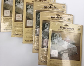 WonderArt Quilt Blocks to Embroider Kit 1982 Sweetheart for a full/queen quilt