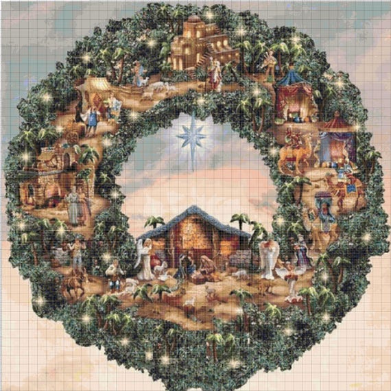 BUY 2 GET 1 FREE Christmas Wreath 339 Cross Stitch Pattern