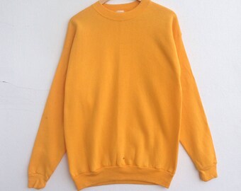 Vintage!!Hanes Plain Sweatshirt Yellow Color Size L