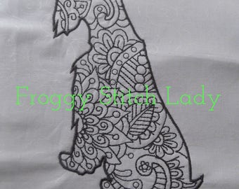 Schnauzer Embroidery File Mehndi Inspired