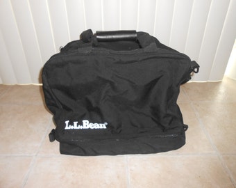 Vintage Black LL Bean Canvas Luggage Duffle Bag 17"x15"x15"