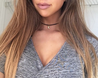 Moon Choker, Dainty Choker, Moon choker necklace, Simple Choker Necklace, Gift for her, Layer choker necklace