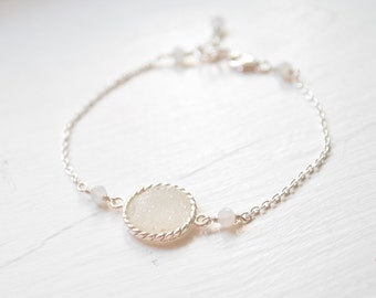 White Druzy Bridesmaid Bracelet, White Druzy Bracelet, Druzy Bridesmaid Jewellery