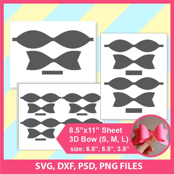 Download Instant Download Bundle 3 sizes 3D Bow Template Microsoft