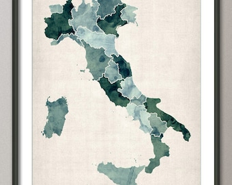 Italy Watercolor Map, Art Print (734)