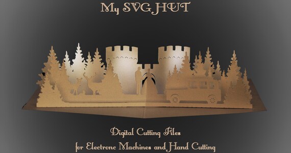 Download 3D SVG PDF Pop-up Karte Burg Hochzeit digitaler download