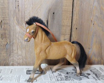 Flocked Horse- Vintage Flocked Horse/Pony 6" x 6 1/2"