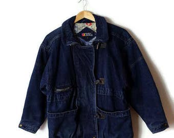 Vintage Denim Zip up lined Duffle Coat /Jacket from 1980's*