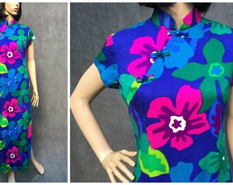 60's Liberty House by Sydney Hawaiian Polynesian Aloha Maxi Dress - Vintage 12