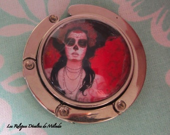 Red Calavera melon silver handbag