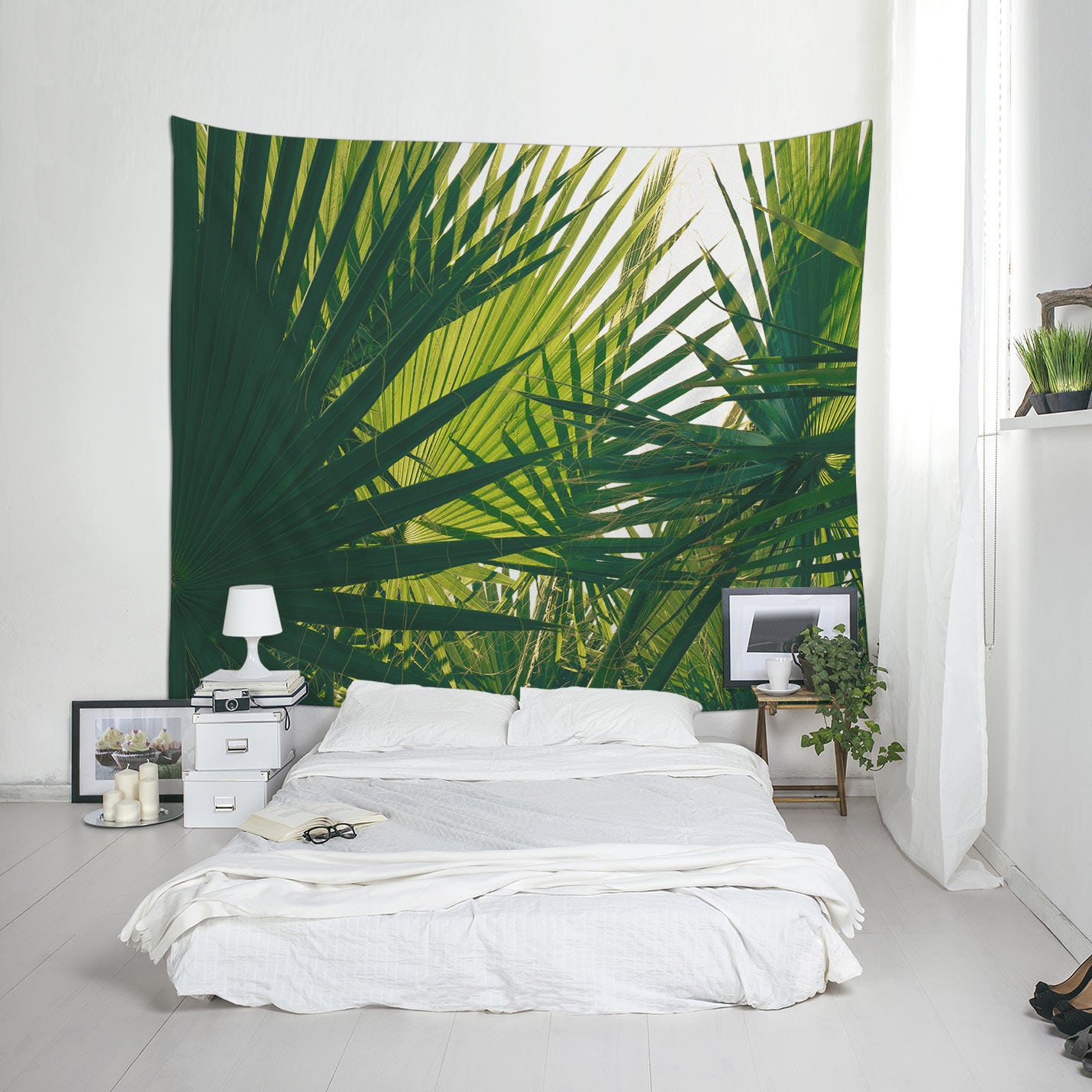 Palm Leaf Tapestry Dorm Decoration Green Decor Home