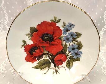 Elizabethan Flowers of the Seasons Orange Poppy Tea Cup Saucer. Vintage England