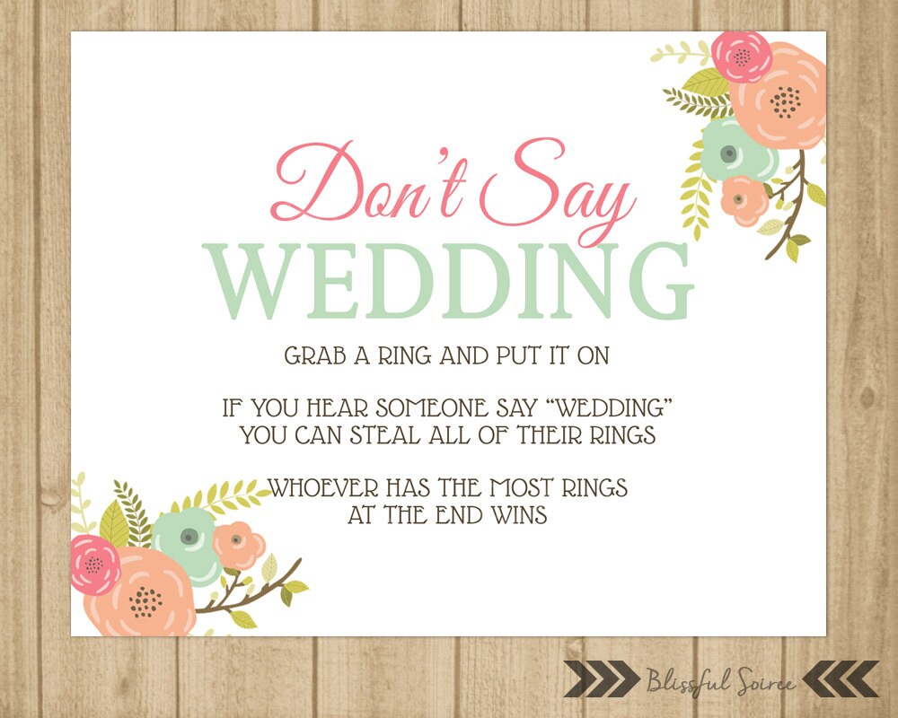 Don t Say Wedding Ring Game Bridal Shower Game