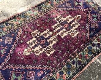 Free shipping Vintage Anatolian Oushak Rug Wool Low Pile Oushak Rug