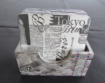 Coaster set of 6, Decorative coaster set, Drink coaster, Handmade coaster.