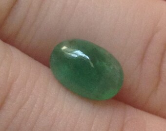 Emerald Cabochon 1.75 Oval 7x10mm Natural Brazilian Green Gemstone with Video