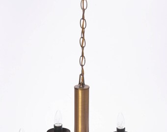 Mid Century Modern Atomic Sputnik Chandelier Ceiling Light Hanging Light Pendant Light Fixture Wood and Brass