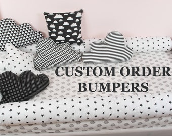 Custom order Montessori bed bumpers, toddler bed lit montessori, house pillow, toddler bedding, crib pads, tipi bolster, bolster pillow
