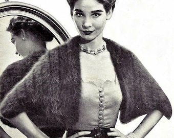 Quaker Rib Pattern Shrug Knitting Pattern Vintage 726056