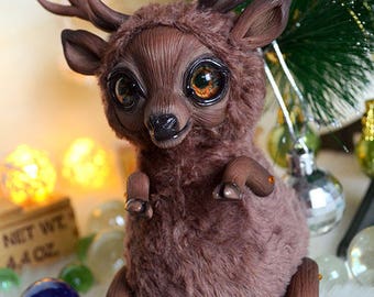 Deer art doll art toy handmade ooak Fantasy Creature