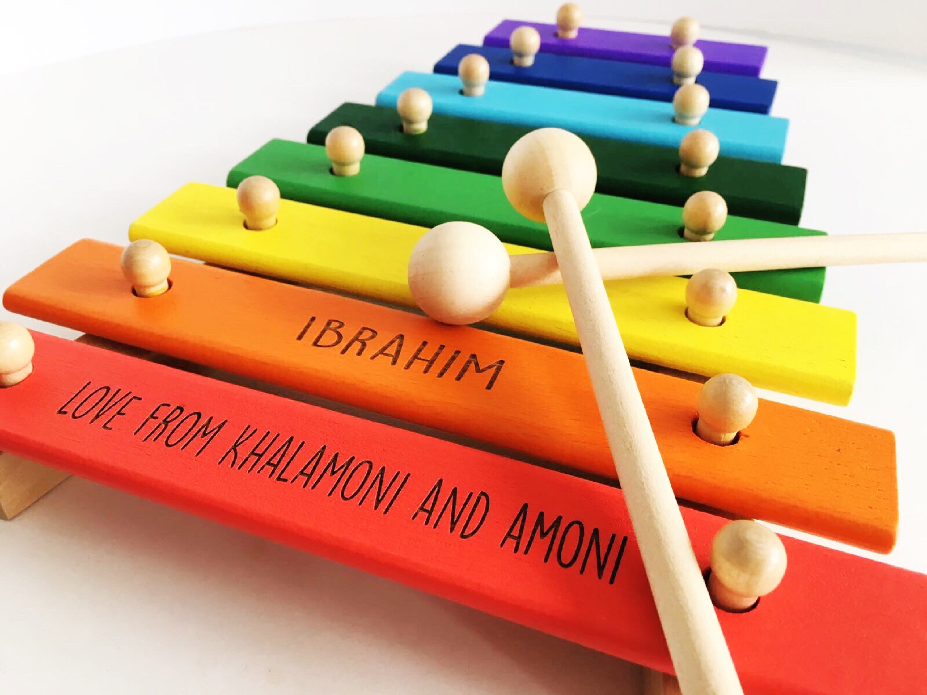 Personalised engraved wooden xylophone musical instrument