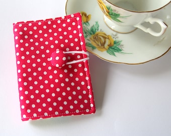 Tea Bag Wallet, Tea Wallet, Tea Bag Holder, Tea Organizer, Tea Bag Caddy, Card Holder, Tea Bag Carrier, White Polka Dots on Pink,