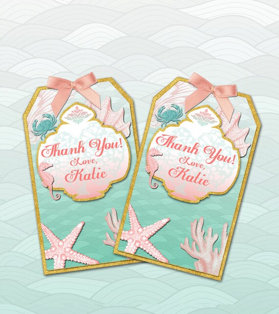 items similar to mermaid tags mermaid thank you tags thank you labels