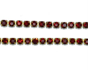 stunning siam red rhinestone 03mm chain 50 cm