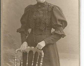 Antique 1900's CDV Woman with Chair Carte de Vistie Germany