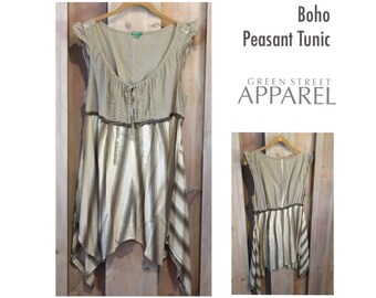 Peasant Tunic, Festival Top, Peasant Top, Upcycled Clothing, Handmade Clothing, Refashioned Clothing, Boho Chic, Artsy Tunic