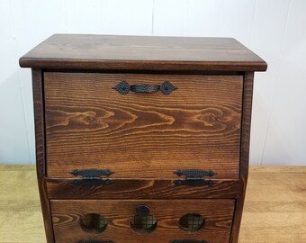 Wood Bread & Onion Box, Bread Box, Personalization Available, Kitchen Storage, Organization, Country, Countertop