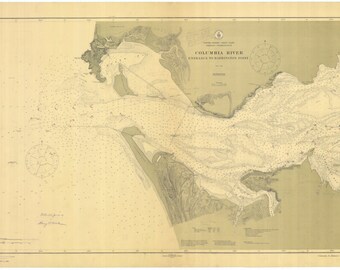 Columbia River Map & Astoria Oregon 1913