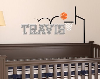 Basketball Wall Decal - Sports Wall Decal - Name Wall Decal