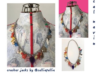 Cracker Jack Necklace Vintage Collectable Charms 1920's - 1950's Fashion Accessory