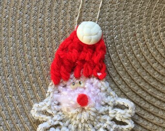 Santa ornament , crocheted Santa ornament, whimsical Santa ornament ,Christmas Santa ornament