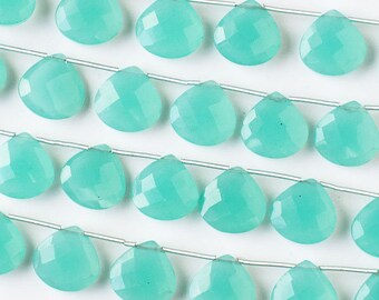 Chalcedony Aqua Gemstone Briolette Beads - Faceted Hand Cut - Grade AAA - 14mm - Top Drilled Horizontal 1mm - 01 pieces per order