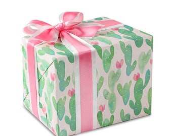 2 watercolor cactus wrapping paper,cute wrapping paper,cactus wrapping paper,gift wrapping,craft paper,gift wrapping paper,gift papers