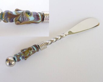 Canape, Dip, Pate, Butter Knife. featuring handmade artisan lampwork beads by Chrys Art Glass